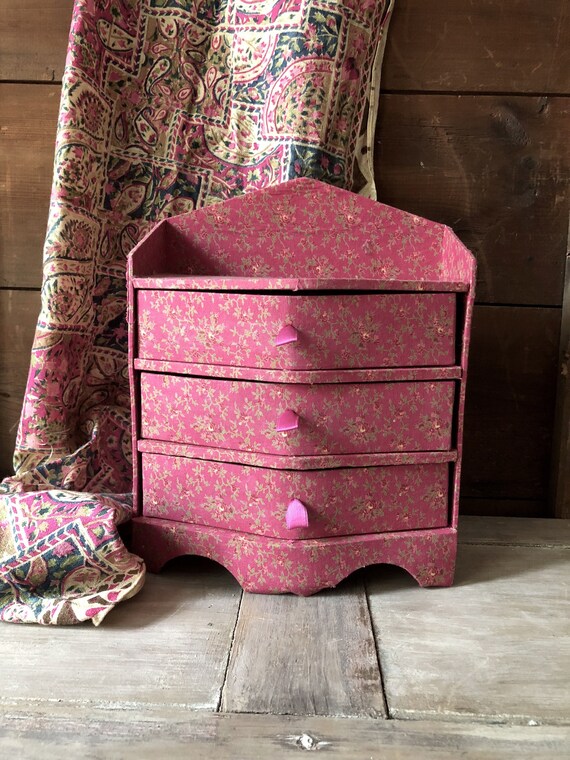 Vintage French Fabric Covered Chest Etsy