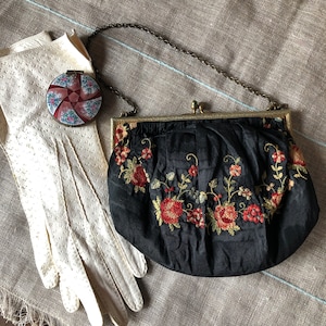Gorgeous Antique Silk Embroidered Evening Bag