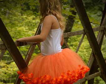 Orange Skirt, Birthday Girl Tutu with Ribbon Trimmed Tutu Dress for Birthday Tutu, Girl Birthday Party Girl Dress up, Newborn - Size 12 TWOR