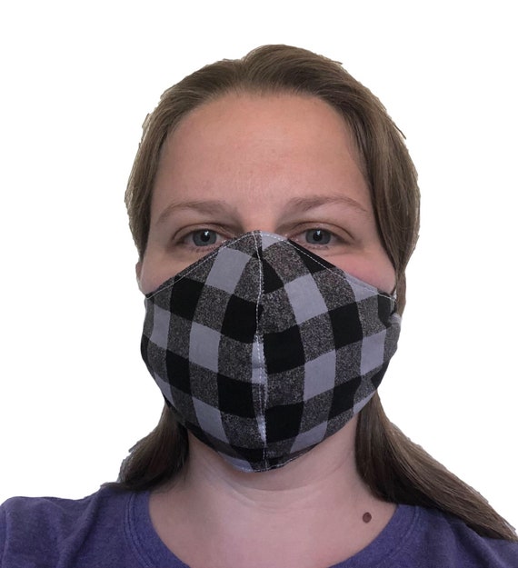 Plaid Face Mask with Filter Pocket, Adult and Kids Masks with Nose Wire Pocket, Mens Face Mask with Elastic Around Head, Facemask Washable Il_570xn