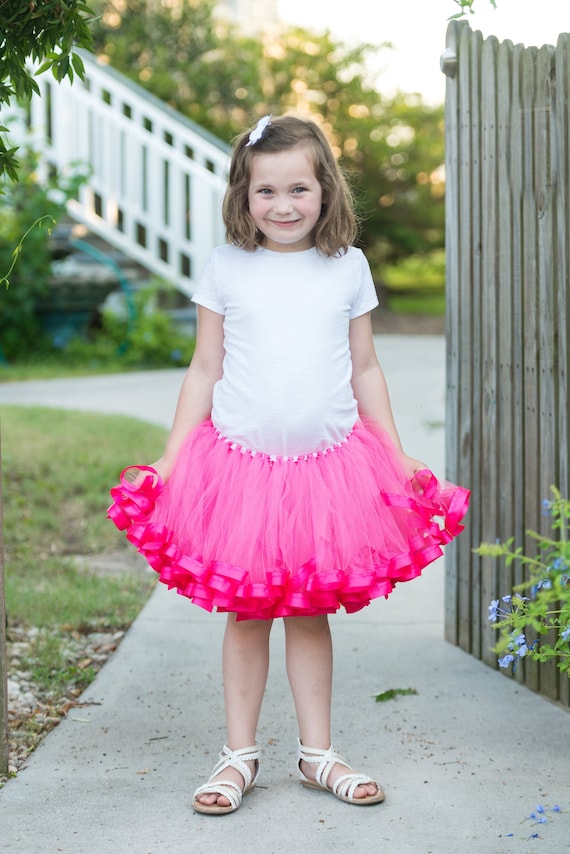 Hot Pink Tutu Toddler Ribbon Skirt, Pink Tulle Flower Girl Dress for  Summer, Girl Special Occasion Dress Little Girl, Newborn - Size 12 TWSP by  Vanah Lynn Designs