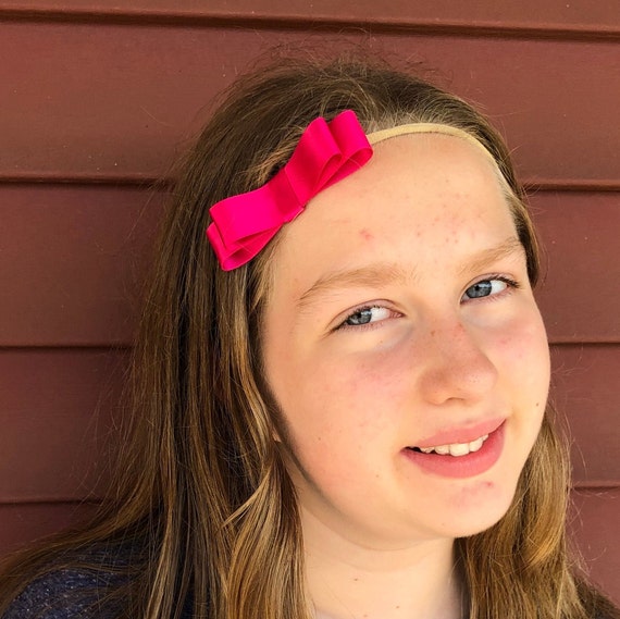Fuchsia Hair Bows for Little Girls, Fun Headbands for Kids Hair Accessories Girls, Birthday Girl Hair Bow with Headband Baby Girl Newborn Il_570xn