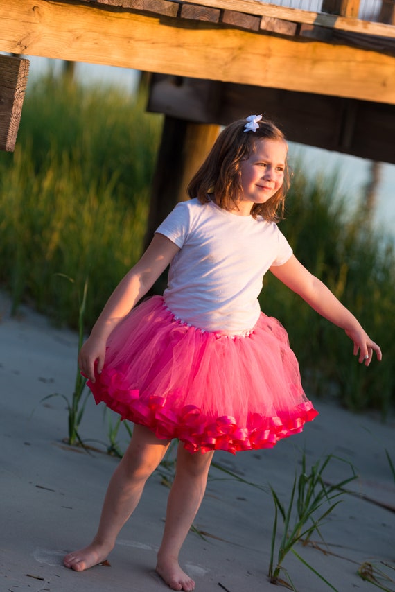 af hebben Passief Scully Hot Pink Tutu met lint trim Tutu Baby Meisje Roze Tule Rok - Etsy België