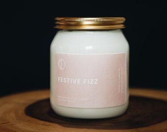 Fizz festif | Bougie OCTŌ Senteurs Festives | Bougies d'aromathérapie 100 % naturelles à combustion longue : jusqu'à 60 heures | Cadeaux parfaits pour Noël