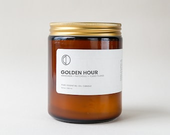 OCTŌ Golden Hour Mandarine + Patchouli | Bougie parfumée. Fabriqué avec des huiles essentielles et de la cire de soja