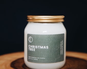 Arbre de Noël | Bougie OCTŌ Senteurs Festives | Bougies d'aromathérapie 100 % naturelles à combustion longue : jusqu'à 60 heures | Cadeaux parfaits pour Noël