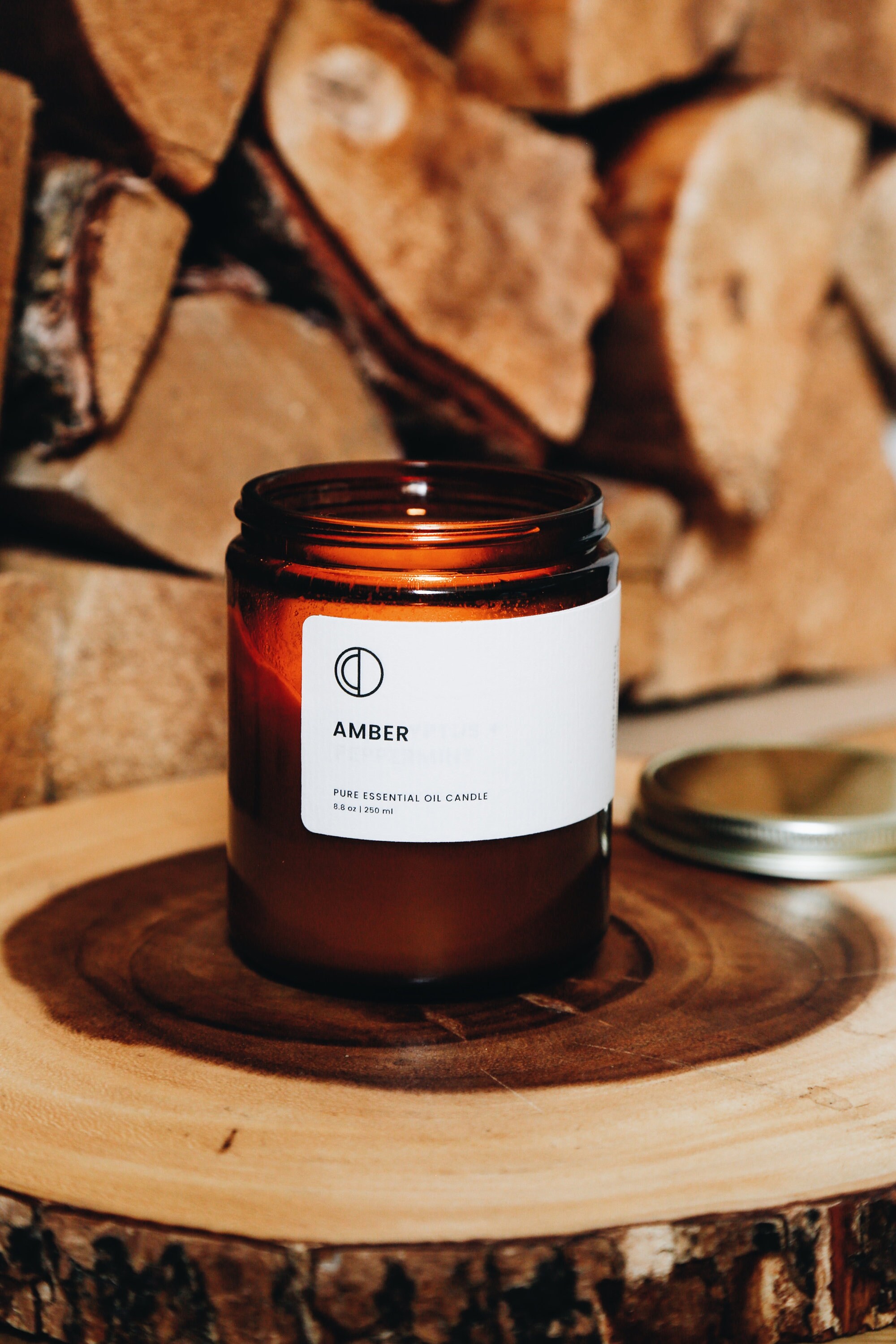 Amber - Luxury Scented Natural Soy Wax Candle in Amber Glass Jar With ...