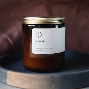 Amber Luxury Scented Natural Soy Wax Candle In Amber Glass Jar with Lid image 3