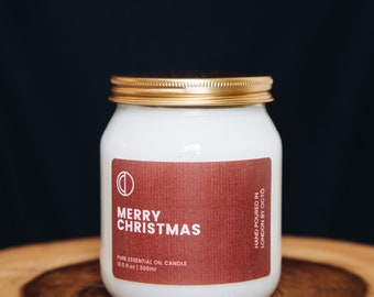 Merry Christmas | OCTŌ Candle Festive Scents | Long Burning 100% Natural Aromatherapy Candles : up to 60 Hours | Perfect Gifts for Christmas