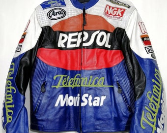 Vintage Route 66 Heavy Biker Leather Jacket Size XXL Leather