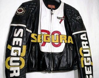 SECOND HAND Retro SEGURA 70 biker style jacket from the 90s Medium size for women