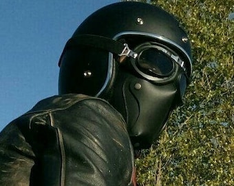 Máscara de cuero style Cafe Racer black for cascos abiertos (solo máscara)