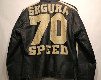SEGUNDA MANO Chaqueta de cuero Segura style "Cafe Racer" rocker biker talla M for mujer