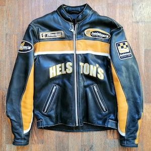 Second-hand vintage 90s Helston's Racing Leather Jacket made in France Medium size Men's