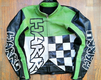 SECOND HAND Fabulous vintage 80s Harro motorcycle leather jacket women's Large size