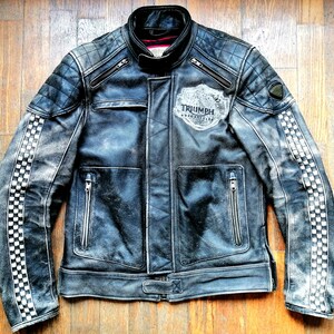 D'OCCASION Magnifique veste en cuir véritable Triumph de style vintage taille L pour homme
