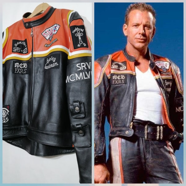 Blouson cuir biker spectaculaire édition "Harley Davidson & Marlboro Man" taille M/L pour homme