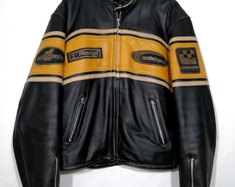 SECOND HAND Helston's Custom Racing style motorcycle leather jacket XXL size for men