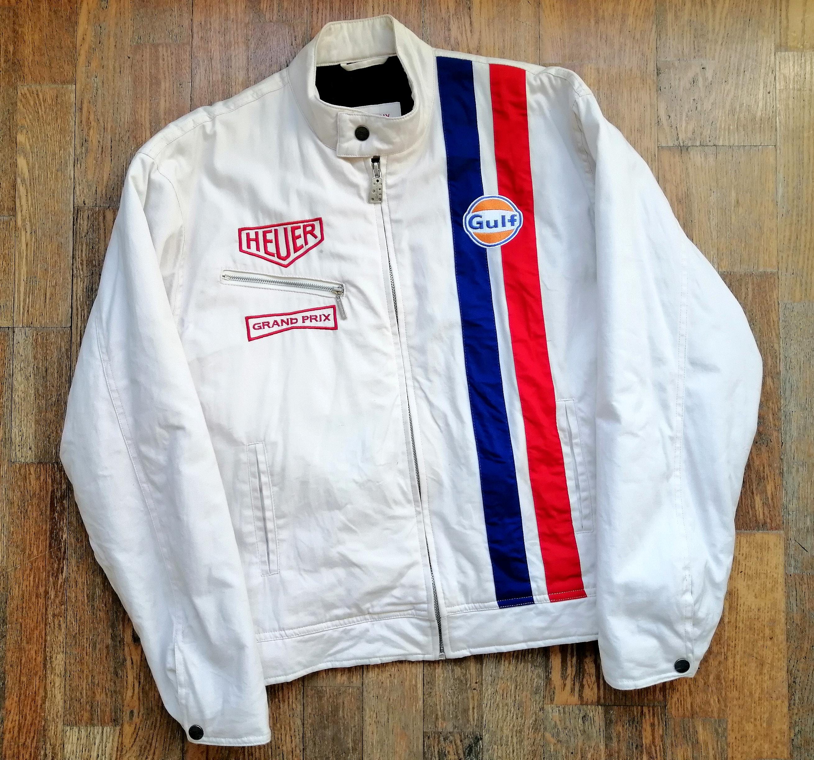 Coupe-Vent Vintage Gulf Oil Racing – Taille M – Nylon Orange – Fermeture Éclair – Bonne État