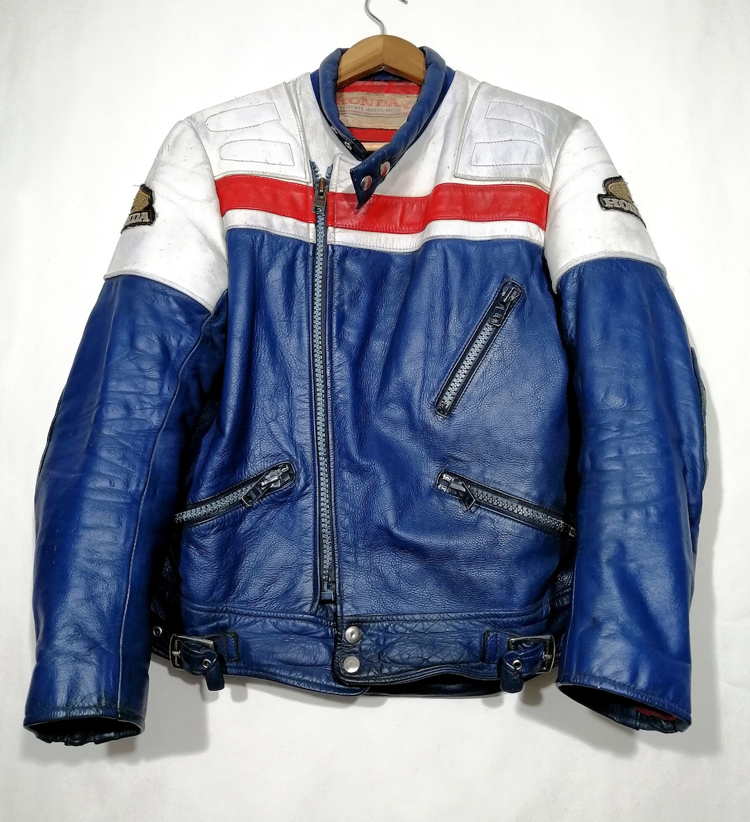 ジャケット・アウター Leather Motorcycle Jacket Vintage SEGUNDA MANO Chaqueta De Leather Motociclista Honda Genuina Unisex