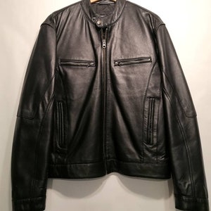 Talla de hombre 48 Schott NYC Cuero negro Forrado chaqueta de motor USA -   México