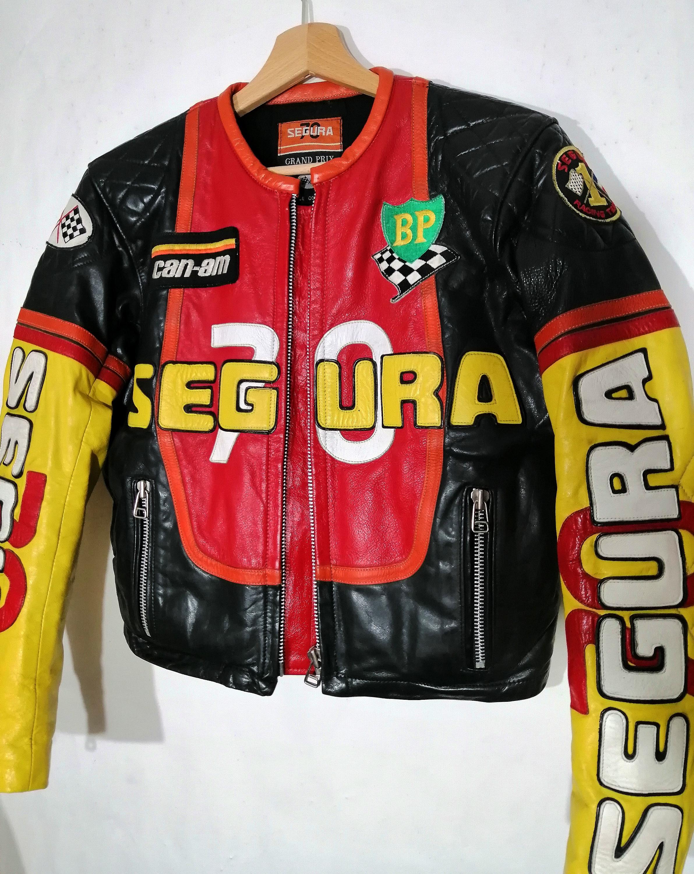 SEGUNDA MANO Leather Jacket Style Biker Retro Segura 70 Tall XS