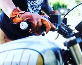 Cafe Racer & Custom style handmade "oxide brown" genuine cow leather gloves size XL / L / M