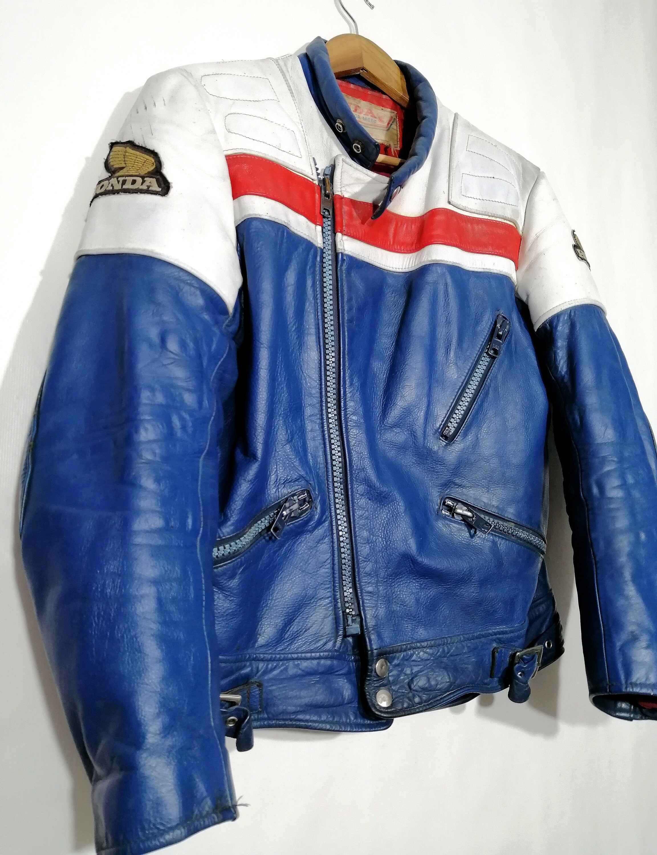 SECOND HAND Unisex 80s Genuine Honda Biker Leather Jacket