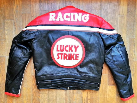 Leather Jacket in the 90's Running Style, Lucky Strike Team