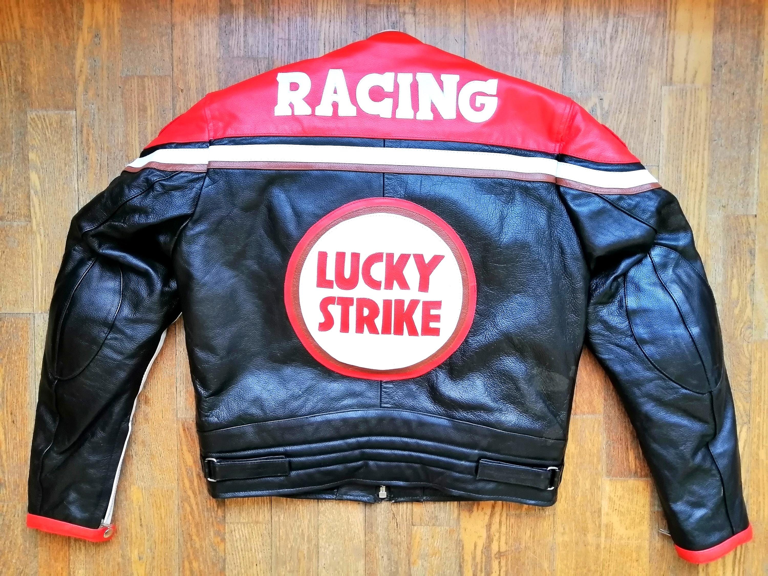 Leather Jacket in the 90's Running Style, Lucky Strike Team