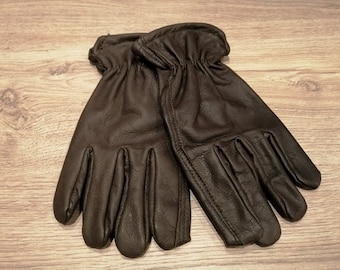 Dark Brown Genuine Cow Leather Gloves Handmade Vintage Style for "Cafe Racer and Custom" (XL) - Father & Son by Motard Germany