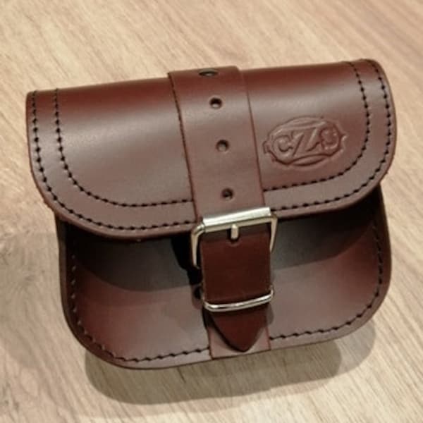 Mini Brown Leather SaddleBag 3mm Carry Objects Cafe Racer / Custom Style