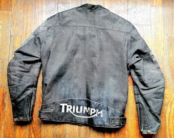 Chaqueta de cuero Triumph Urban auténtica de segunda mano, estilo café racer, talla mediana para hombre.