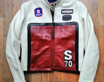 Chaqueta de piel de vacuno auténtica style biker Segura 70 de segunda mano para mujer talla S