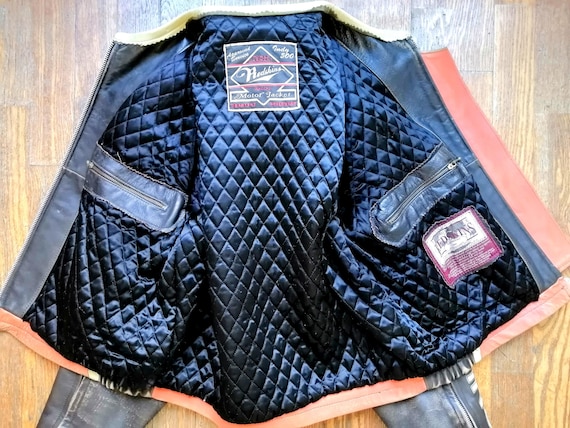 80s 90s REDSKINS レーシング レザー ライダースジャケット Washington Redskins 90s GAME DAY faux LEATHER bomber jacket XL blk