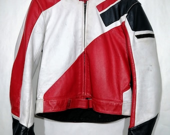 SEGUNDA MANO Dainese vintage años 80 style biker chaqueta de cuero unisex tall mediana