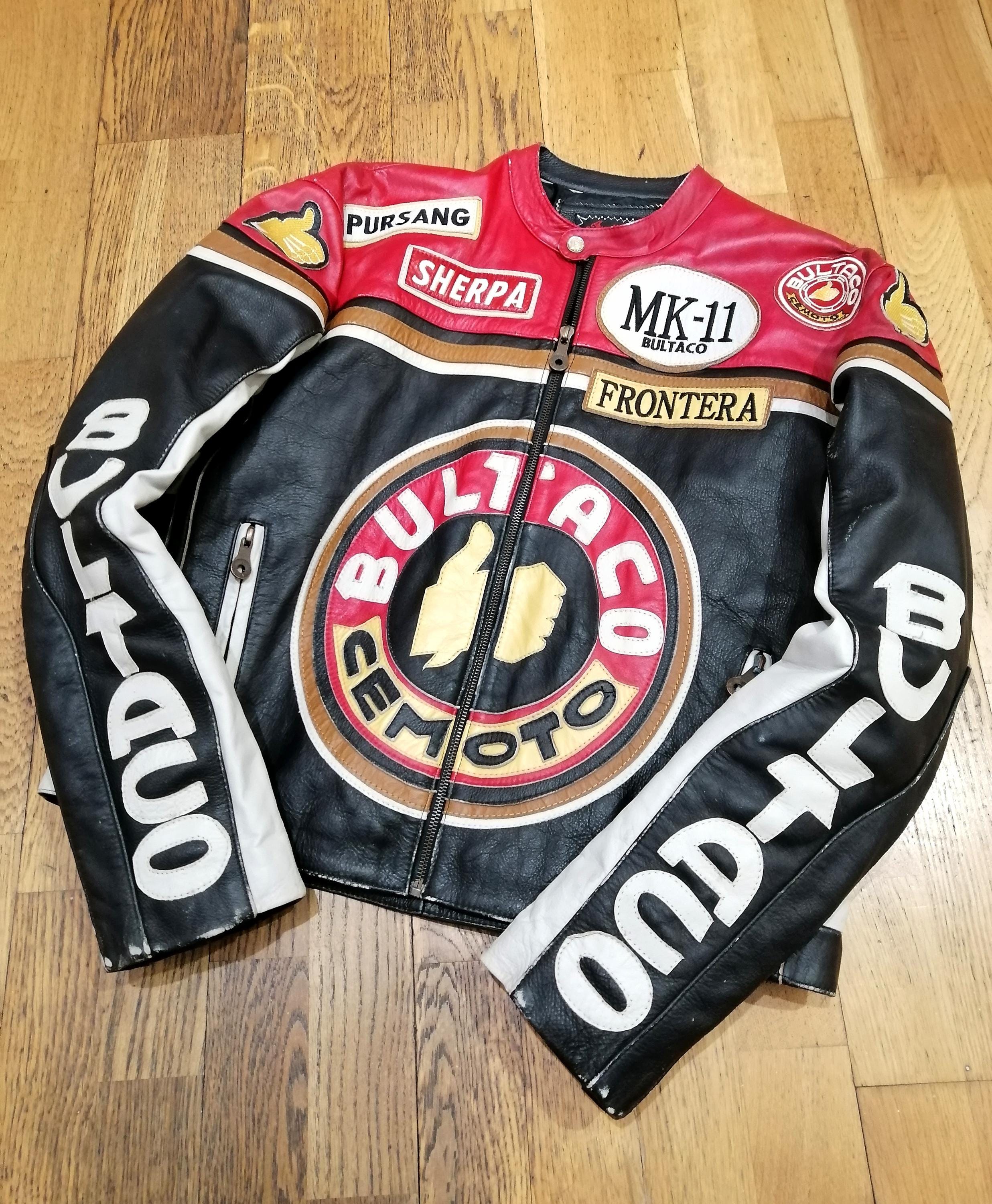 SEGUNDA MANO Años 80 Chaqueta De Cuero Bultaco Original SEGUNDA MANO Años 80 Chaqueta De Cuero Bultaco Original