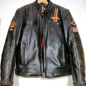 BEGAGNAD Underbar Helston's Custom vintage-motorcykeljacka storlek L för män