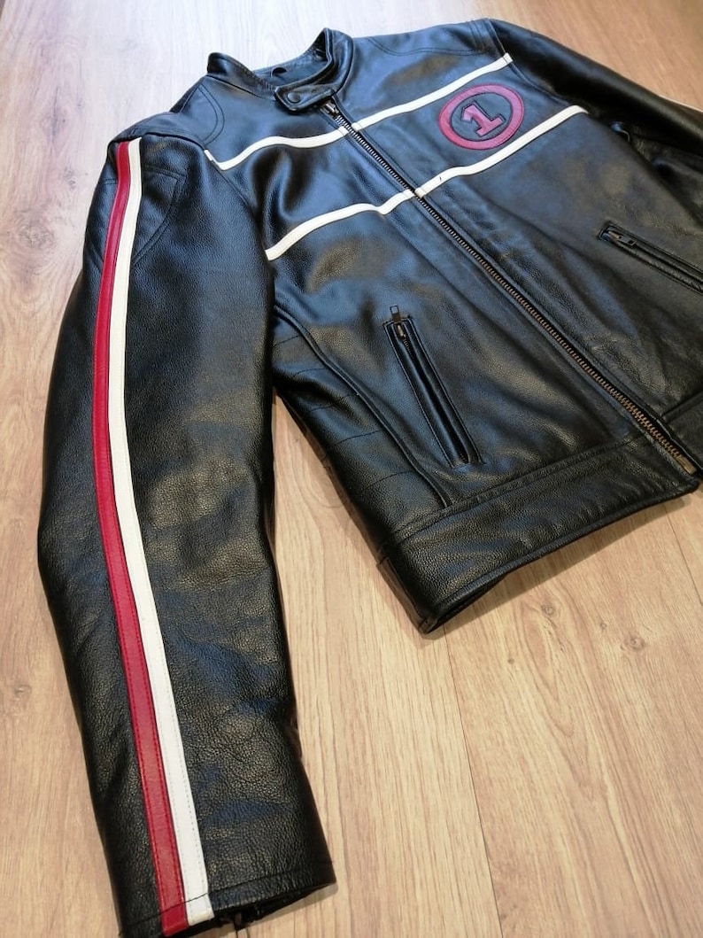 AREA VINTAGE Second Hand Men Motorcycle Leather Jacket Etsy