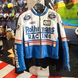 Veste en cuir Maravillosa de SEGUNDA MANO de Rothmans Racing Edition, grande taille moyenne pour homme