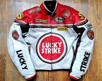 【90s】ラッキーストライク ライダースジャケット　L 90s】ラッキーストライク ライダースジャケット L
