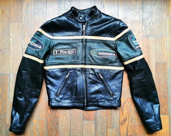 SEGUNDA MANO Magnífica jacket de moto 100% piel de vacuno fabricada en Francia por Helston's en talla S de mujer