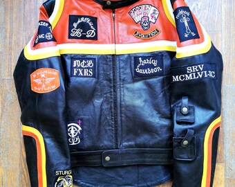 希少 90s Harley Davidson レザー スタジャン ブルゾン 超美品 本革