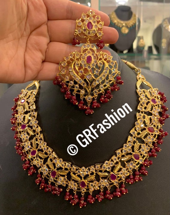 Hyderabadi Jadau Jewelry Punjabi Jadau Gold Plated Bridal Etsy