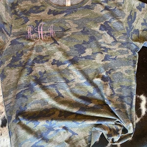 Monogrammed camo shirt, personalized shirt, girl hunter, camo shirt, hunting gift, ladies shirt, a girl who hunts, hunting gift, bow hunter