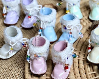 Blythe Shoes – Lalka w pastelowych kolorach ze sztucznego futra z kolorowymi koralikami, miniaturowe buty zimowe