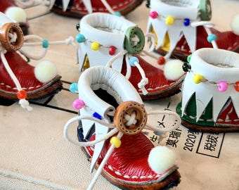Buty Blythe Elf – Miniaturowe czerwone skórzane buty błazna z guzikami, buty cyrkowe fantasy