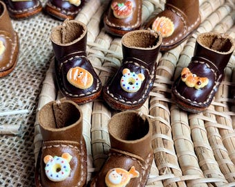 Buty Blythe – skórzane buty dla lalek z motywem piekarni Kawaii z miniaturowym jedzeniem, przytulne buty kawiarniane