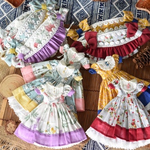 Handmade Pastel Floral Dress Outfit Set with Bonnet – Fits for Blythe, Pullip, More & Similar