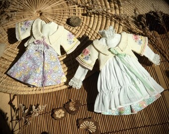 Zestaw lalek z haftowanymi kwiatami, koronkowa sukienka Mori Girl, romantyczny dla 1/6 BJD